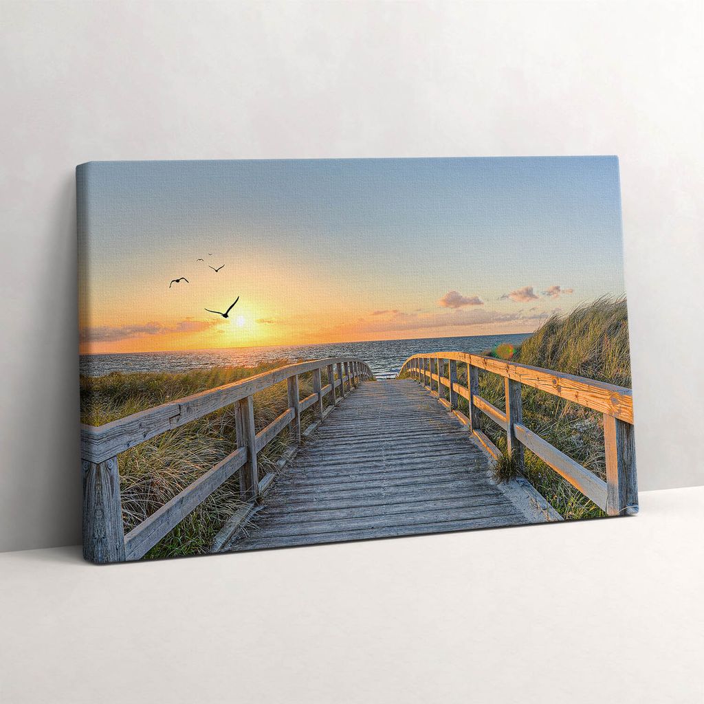 Strandurlaub in Deutschland – Leinwandbild Wandbild – 60x40 cm – Leinwandbilder – Wandbilder – Schlafzimmer – Flur