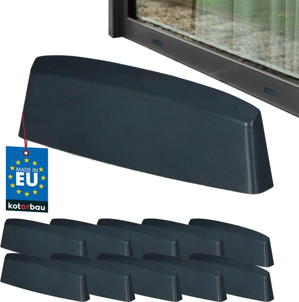 KOTARBAU 10er Set Wasserschlitzkappen Fensterabflusslochkappen 36 mm ASA-Kunststoff Anthrazit Fensterentwässerung Entwässerung Fenster PVC Schu...