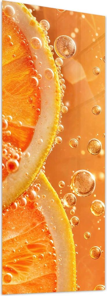 Glasbild 40x100cm in XXL für Wohnzimmer, Schlafzimmer Motiv Spritzige Orange