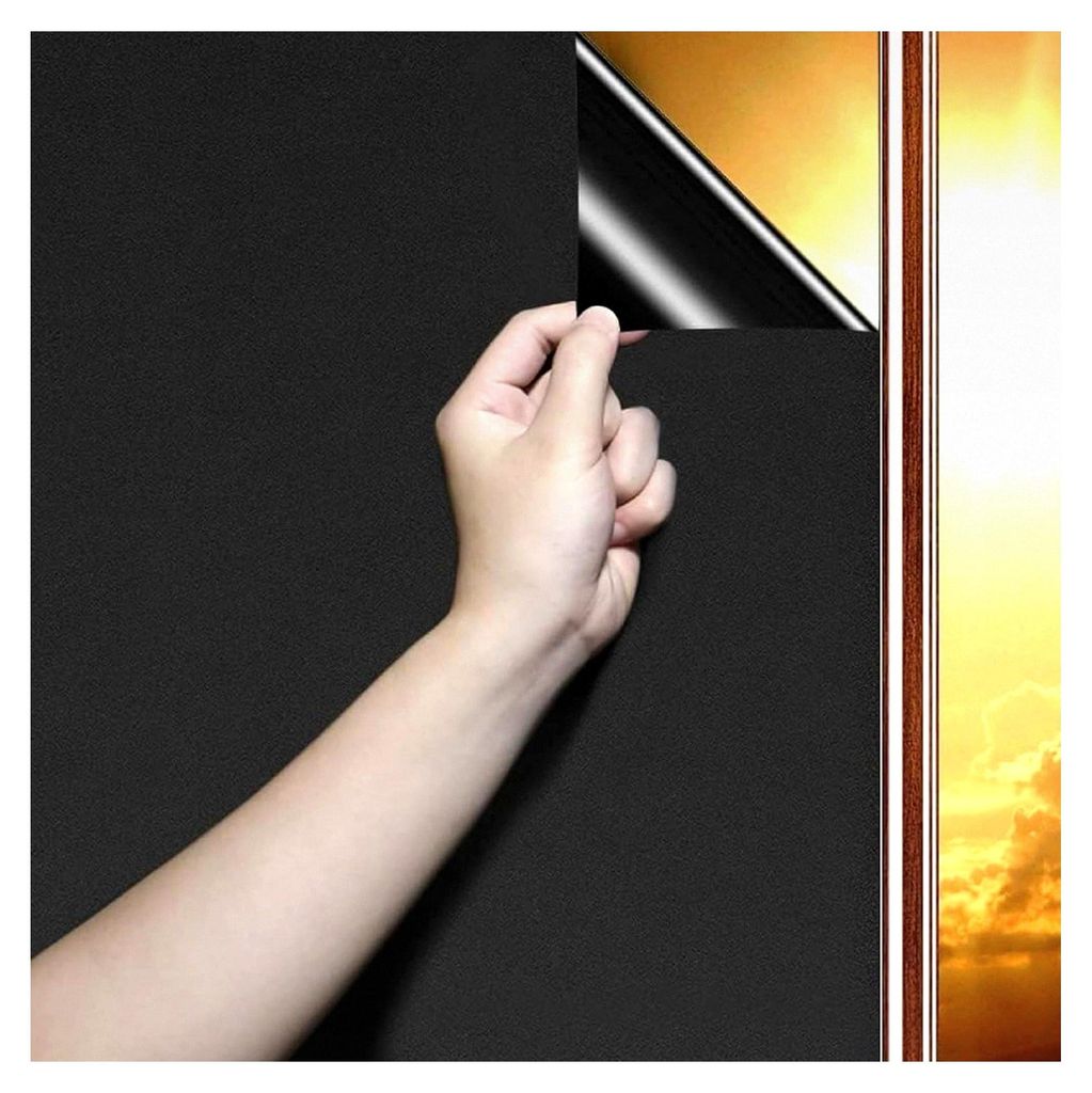 Fensterfolie Sichtschutz Selbsthaftend Schwarz Verdunklungsfolie für Fenster 100% Lichtblockierung (30 x 200 cm)