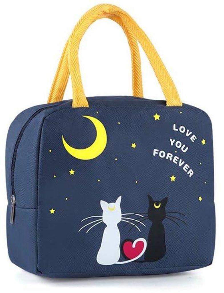 Isolierter Lunchkoffer für Damen, geisolierter Lunchbox, Wasserfester Picknickkoffer für Kinder und Studenten, Reisegepäck, Schultasche (Navy)