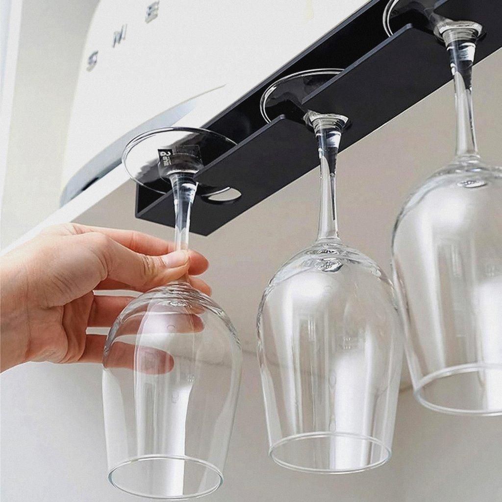 Weinglashalter, 2 Stück Hängende Glashalter, Gläserhalter zum Aufhängen, Weingläser Halter Unter Dem Schrank, Weinglashalter Hängend Kein Bohren