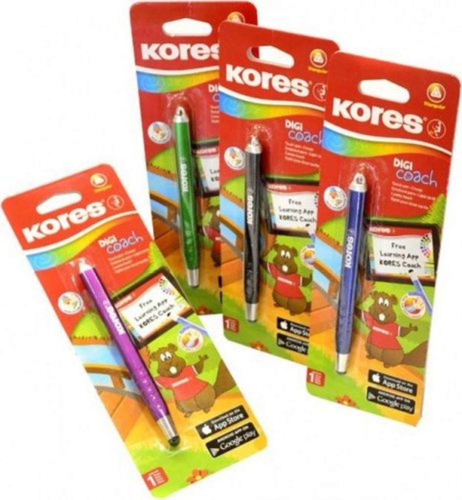 Kores Eingabestift Touch Pen "Digi Coach", farbig sortiert Touchpen für Smar Phones und Tablets, ergonomische Form - 12 Stück (TP39950)