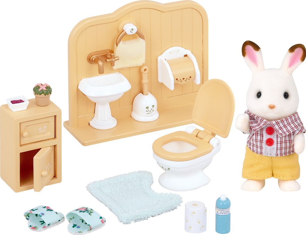 Sylvanian Families Schokoladenhasen Bruder mit Waschraum Produktbild 