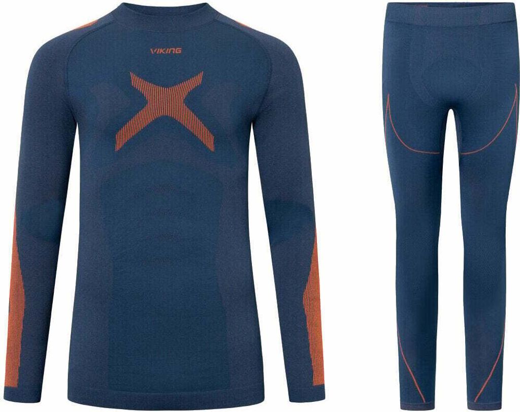 Viking Primeone Man Set Base Layer Navy/Orange S Thermischeunterwäsche