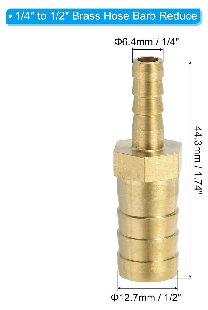 1/4" auf 1/2" Schlauchverbinder Messing Schlauchtš¹lle Reduzierstš¹ck, 2 Stš¹ck Schlauchanschluss mit 4 Edelstahlklemmen Schlauchadapter Schl...