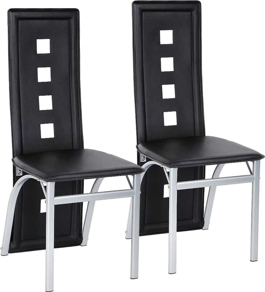 WYCTIN Esszimmerstühle 2 Set Stuhl Küchenstuhl Esszimmerstuhl Wohnzimmerstühle Kunstleder Hochlehner Schwarz