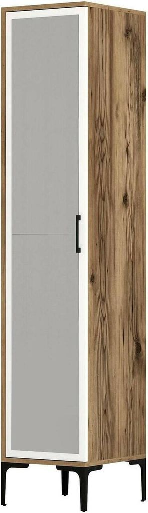 1-Tür Mehrzweckschrank Dabadi, Schrank für Badezimmer oder Küche, Multifunktionaler Hochschrank, Mehrzweckschrank, 40x201h48 cm, Walnuss und Weiß