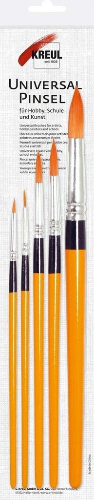 KREUL 723031 - Universalpinsel Synthetics Set, 5 Rundpinsel in den Größen 0, 2, 6, 8 und 12