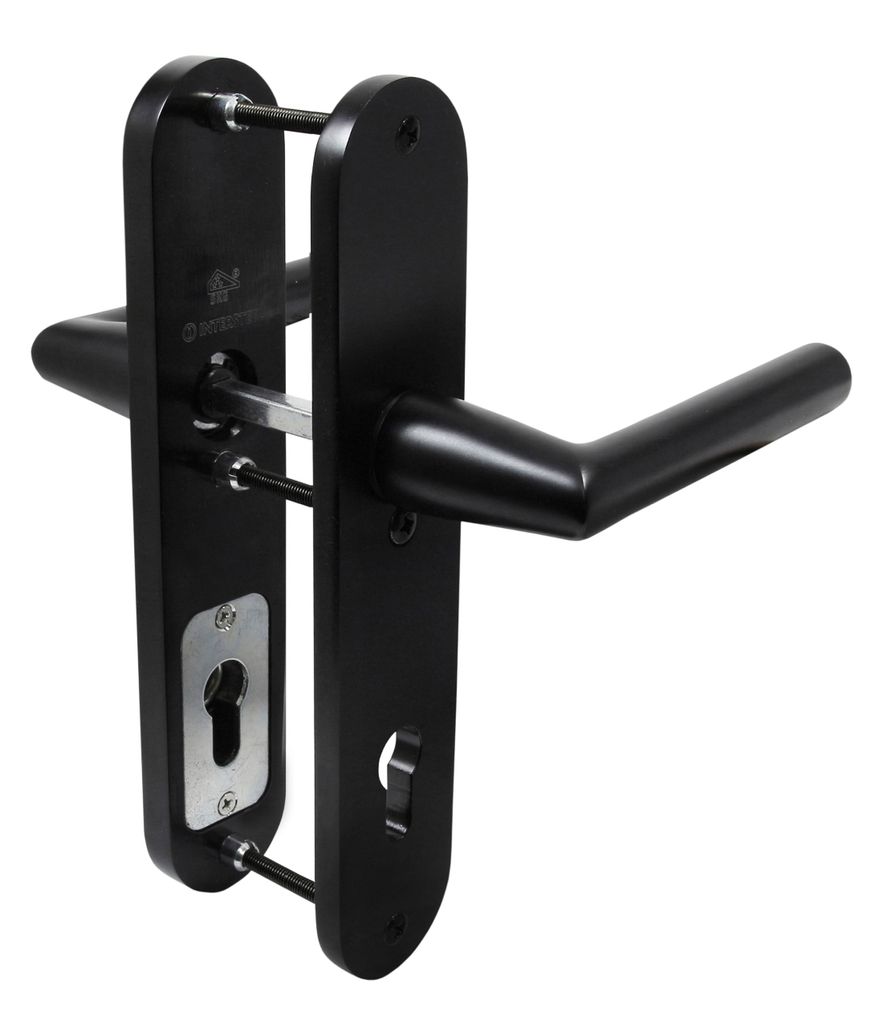 Haustür ES2 Schutzbeschlag Heros Schwarz HS 92 mm Dr-Dr ZA Türklinke Türdrücker