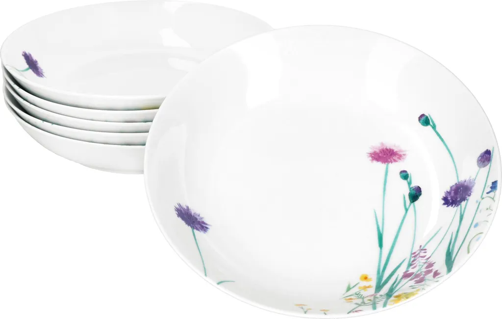 set di 6 piatti fondi Marie 400ml in porcellana 6 persone piatti profondi fiori di pasta