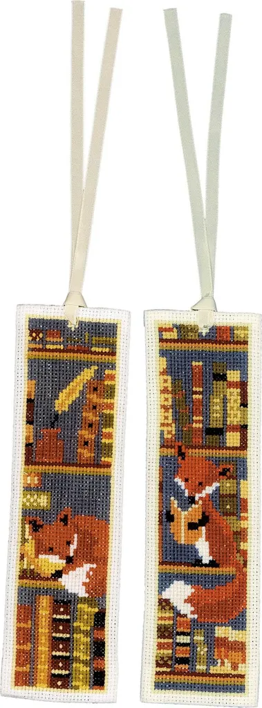 Segnalibro Punto Croce Vervaco Volpi Libreria - Kit 14 Count DMC