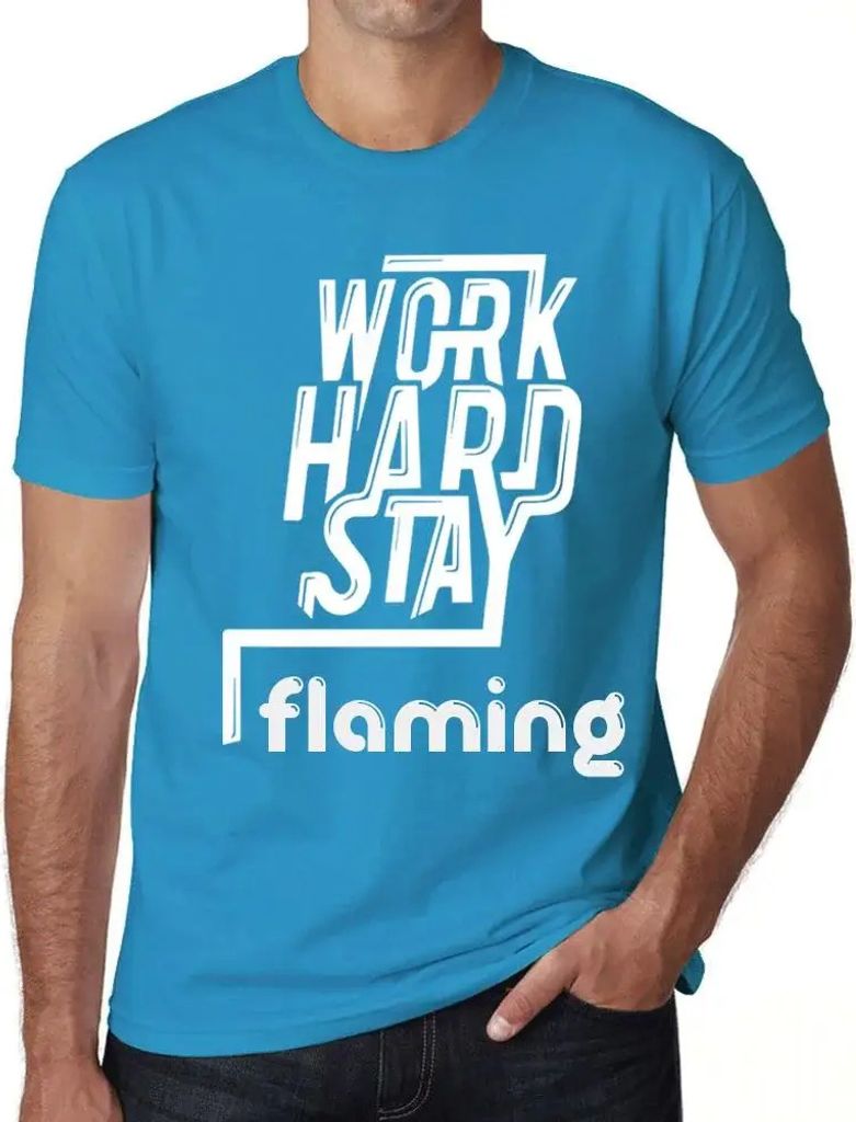 Herren Grafik T-Shirt Arbeite hart und bleibe feurig – Work Hard Stay Flaming – Öko-Verantwortlich Vintage Jahrgang Kurzarm Lustige Druck Gebu...