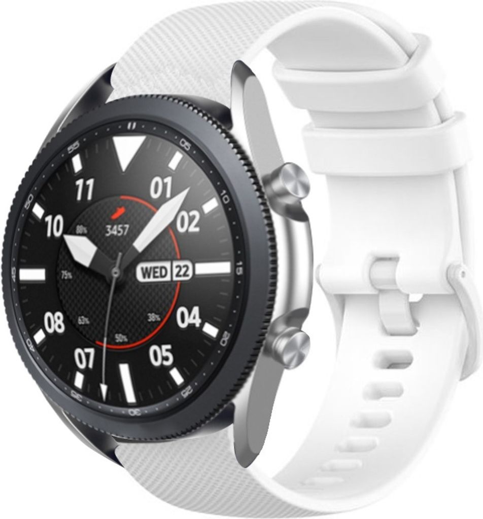 Strap-it Samsung Galaxy Watch 3 45mm Luxus Silikonarmband (Weiß)