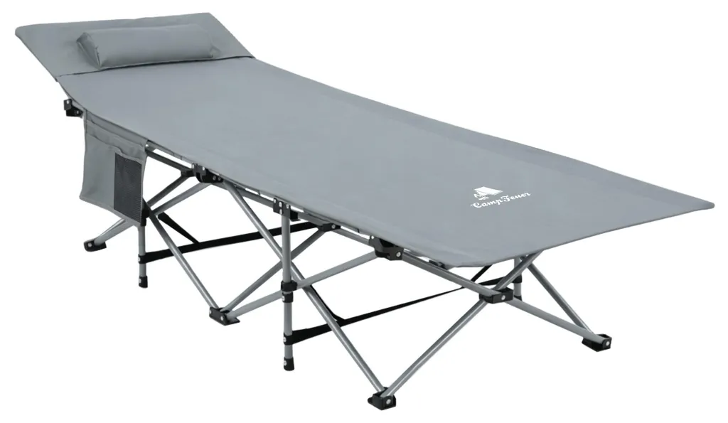 Lit de camp pliant pour adulte coloris anthracite et sac de transport
