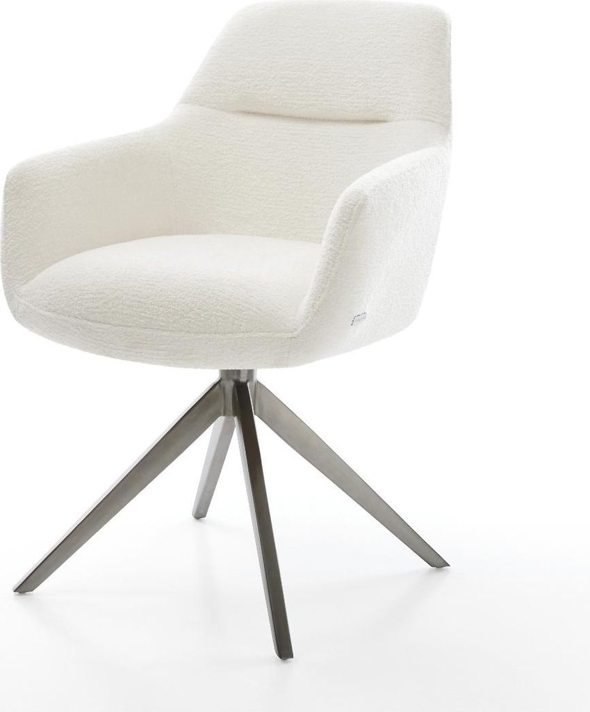 DELIFE Drehstuhl Pejo-Flex Bouclé Soft Beige Kreuzgestell breit Graphit 360° drehbar Wippfunktion Taschenfederkern