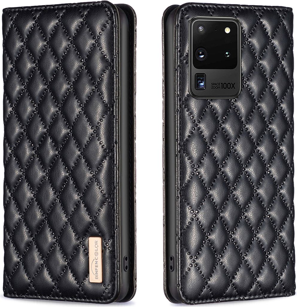 Galaxy S20 Ultra Hülle, Elegant Bookstyle Flip Leder Kartenfächer Schutzhülle mit Ständer für Samsung Galaxy S20 Ultra Schwarz