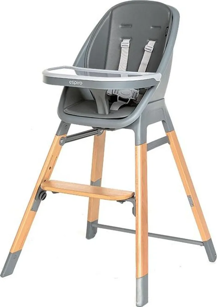 Espiro Gray Sense 07 Seggiolone Pappa 4 in 1: Design Evolutivo in Legno
