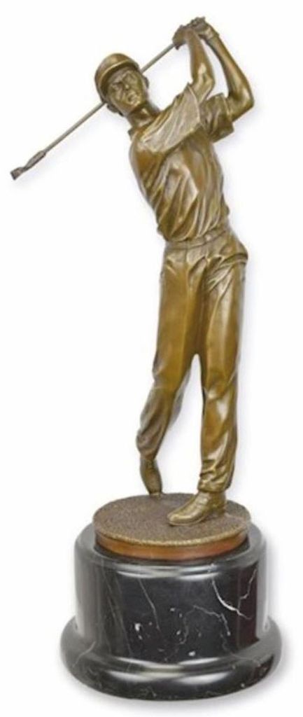 Casa Padrino Deko Skulptur Golfspieler Bronze / Schwarz H. 37,9 cm - Bronze Deko Figur