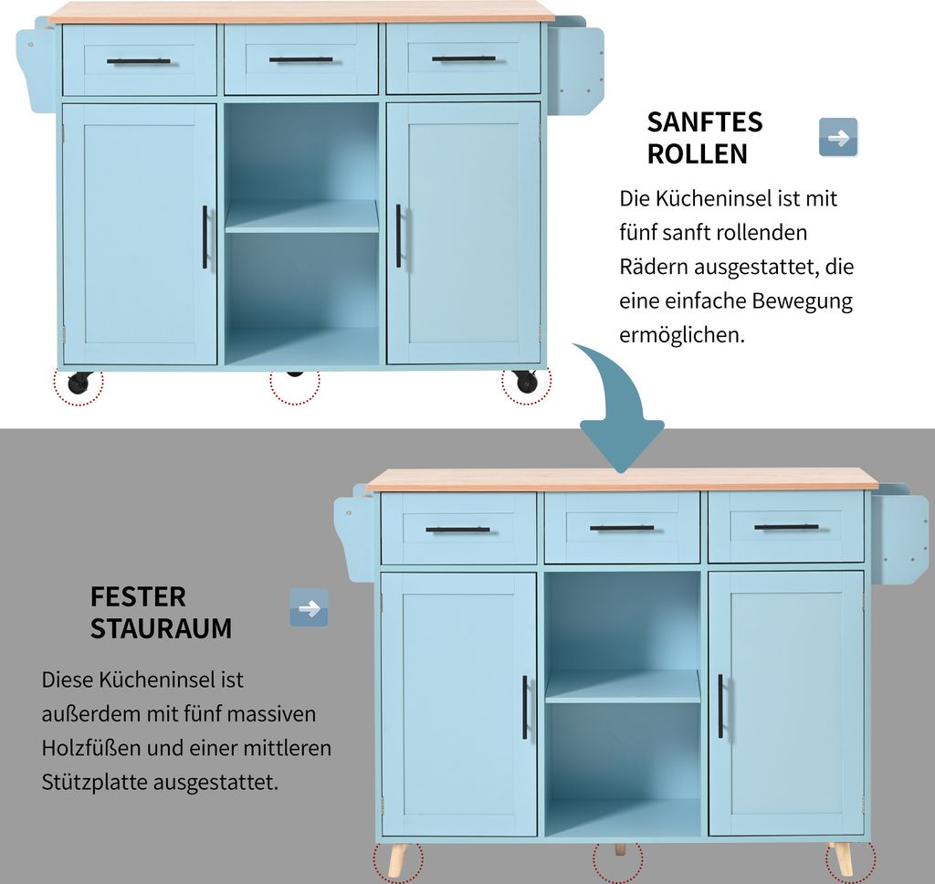 Flieks Servierwagen Kücheninsel Küchenschrank mit 3 Produktbild 8