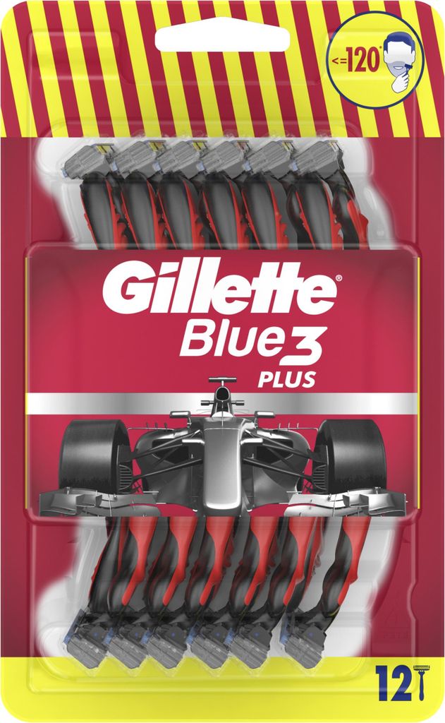 Gillette Disposable Razors For Men Blue3 Red - 12 Pieces Produktbild 