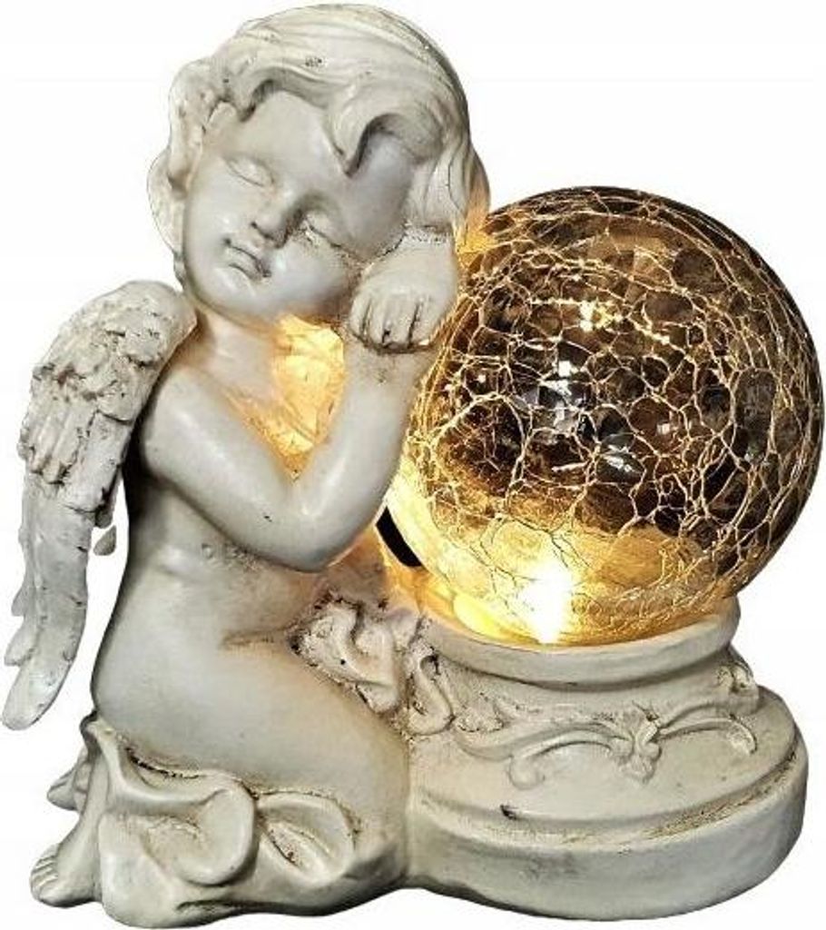 Solar-Kerzenfigur eines sitzenden Schutzengels für den Garten oder das Grab