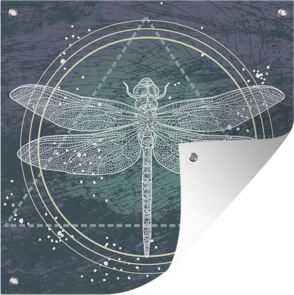 MuchoWow 50x50 cm Outdoor-Poster Gartendeko Sichtschutz Garten Poster für den Garten Eine Illustration einer transparenten Libelle