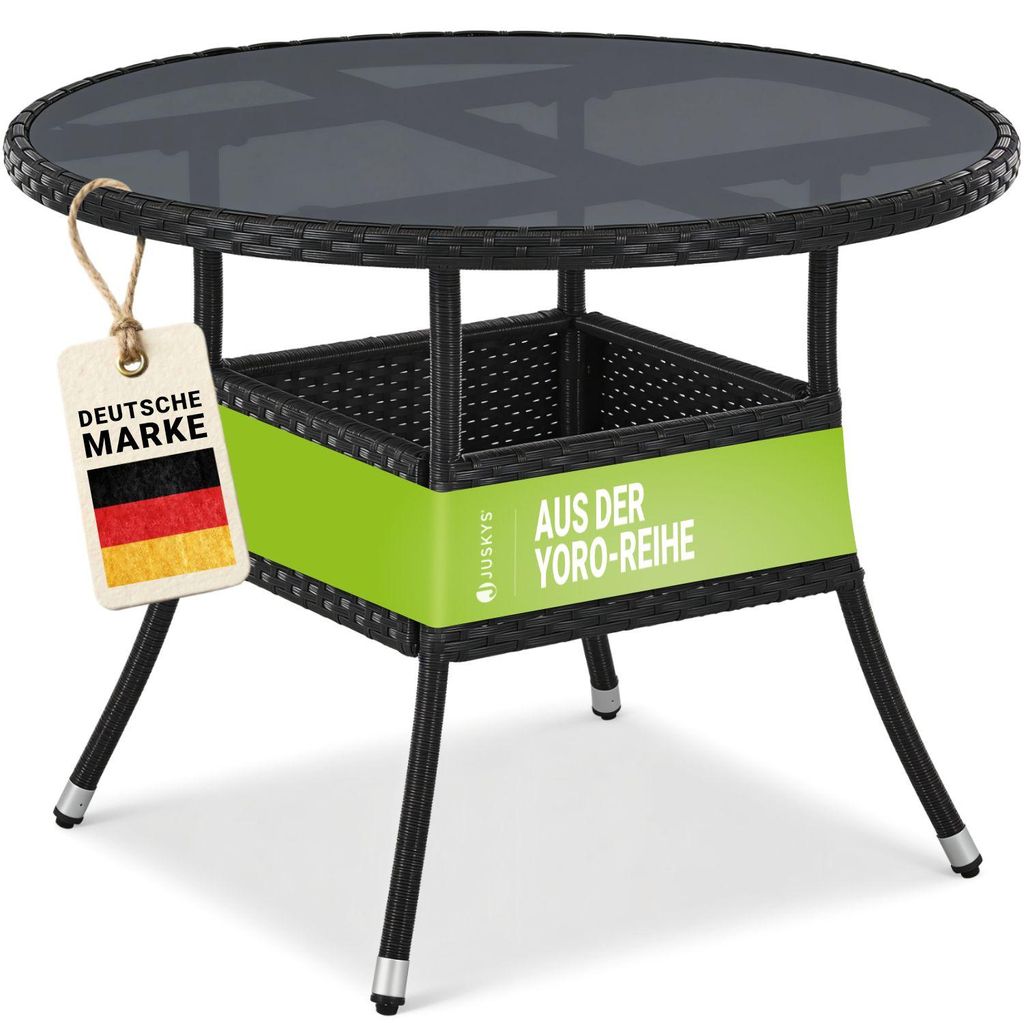 Juskys Polyrattan Gartentisch Yoro rund - wetterfest Ø 80 Produktbild 