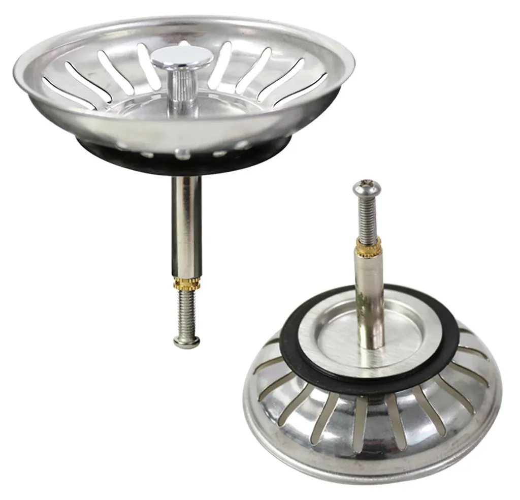 Bouchon évier de cuisine inox universel 81mm, panier filtrant argent