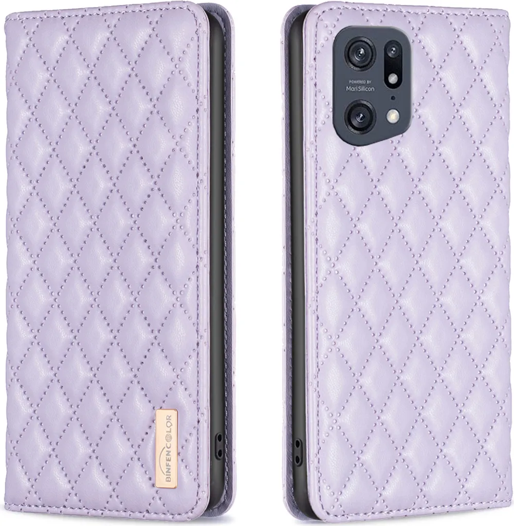 Custodia Essenziale OPPO Find X5 Pro: Pelle Viola con Stand