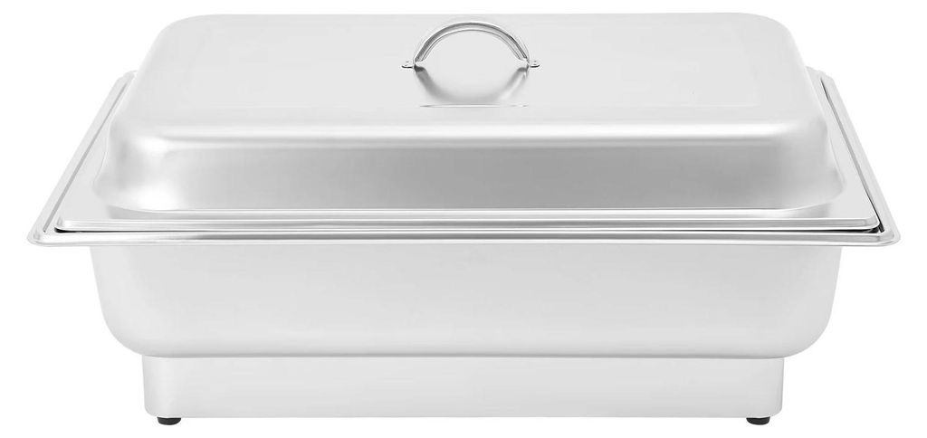 Buffetwärmer - Elektrische Chafing Dish - 9 l Volumen - 600 W Leistung - Edelstahl - Digitaler Touchscreen - 2 Speisebehälter - Hellgrau