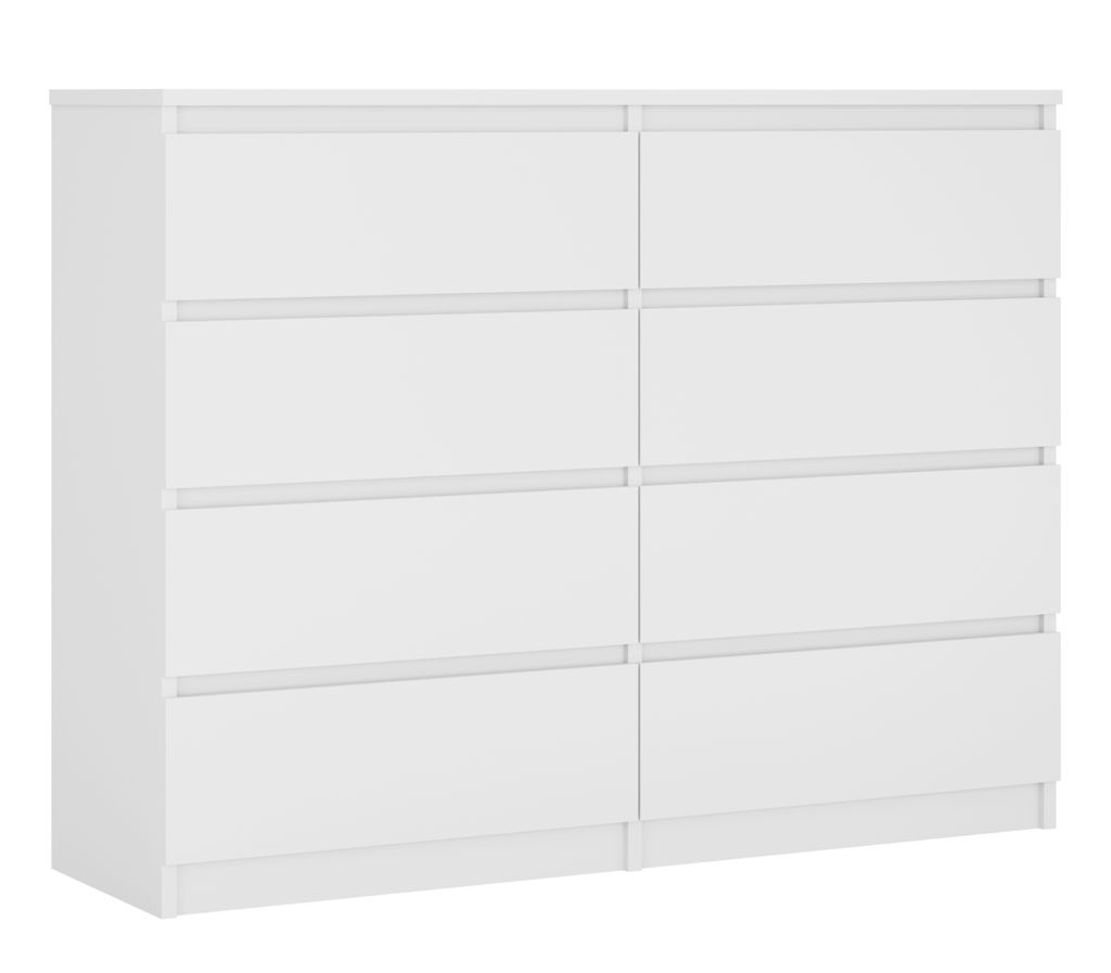 Kommode 8 Schubladen, Farbe: Mattweiß, 120 x 101 x 39 cm