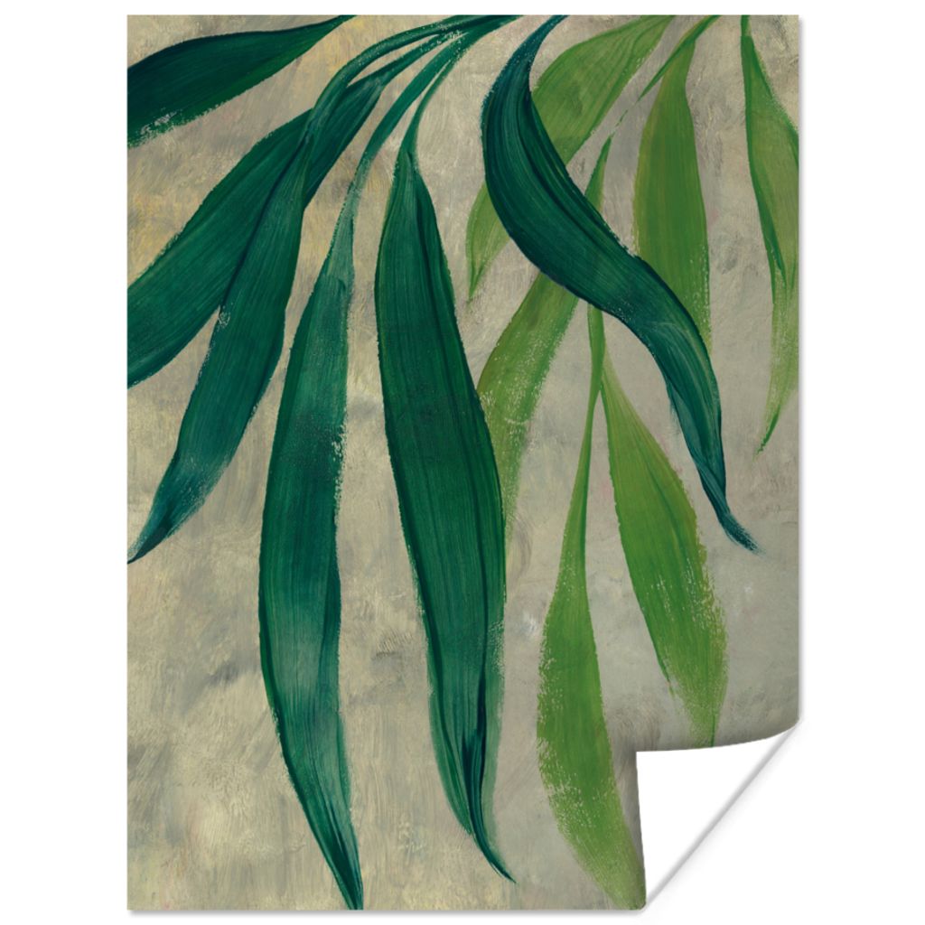 MuchoWow Poster Blätter - Grün - Pflanzen - Natur - Vintage 60x80 cm - Schlafzimmer Dekoration