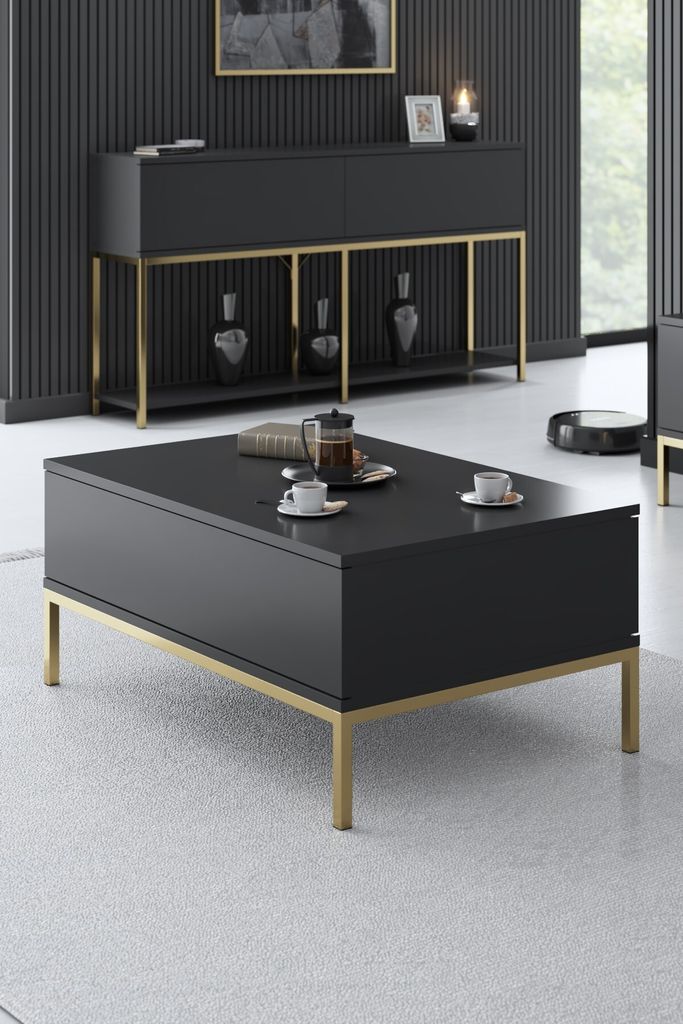 Skye Decor, Lord - Anthracite, Gold, Couchtische, Anthrazit, 90 x 40 x 60 cm