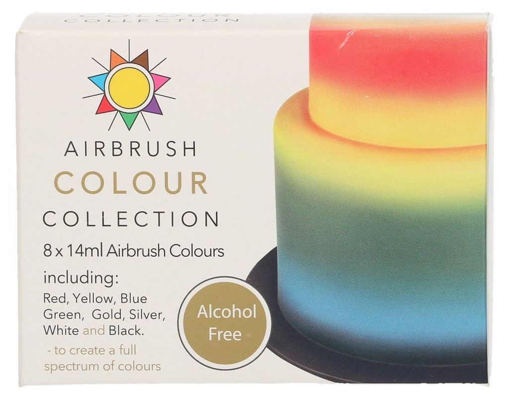 Sugarflair Airbrush Farben Multipack 8x14ml Alkoholfrei Produktbild 