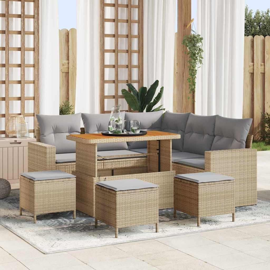 Maison Exclusive - Gartensofa-set 9 pcs Beige Poly-Rattan