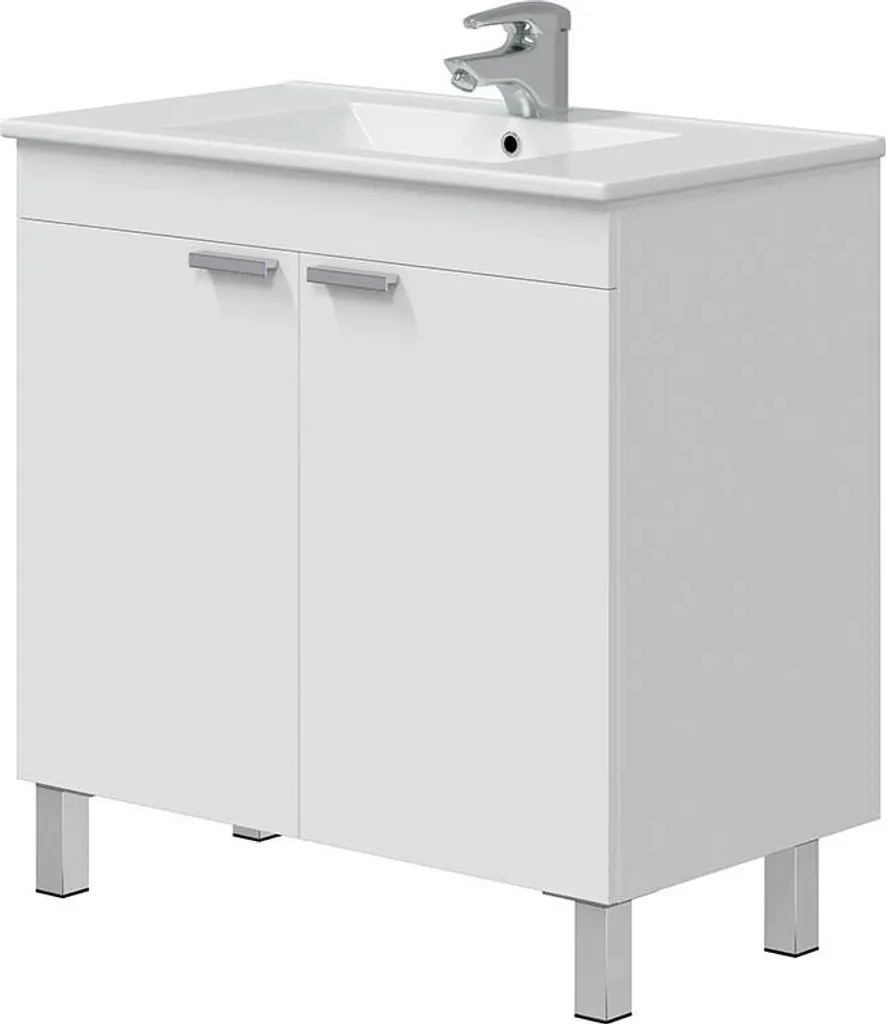 Meuble sous vasque 80x80cm blanc brillant ECO KIT haute résistance eau