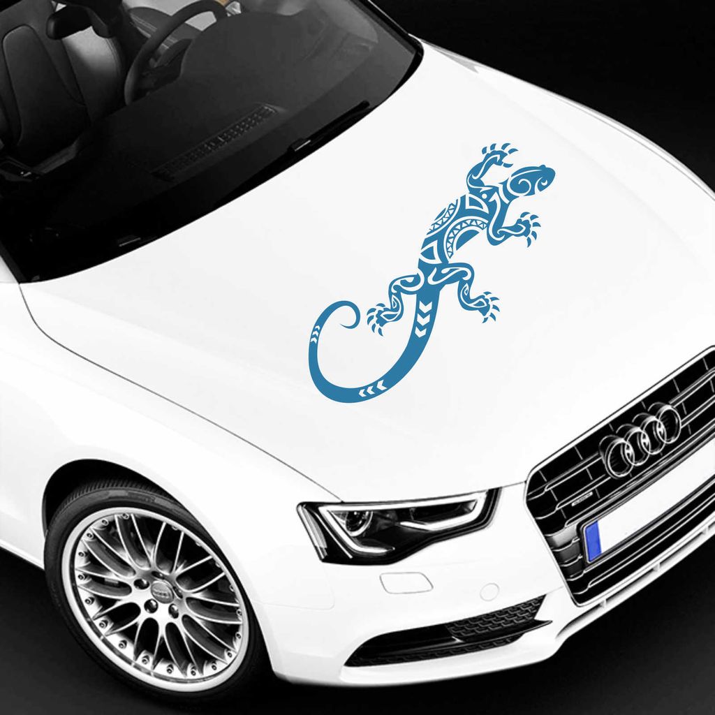 Aufkleber - Autoaufkleber "Abstrakt Gekko" 30cm x 12cm hellblau - Tuning Carystyling Heckscheibe Auto