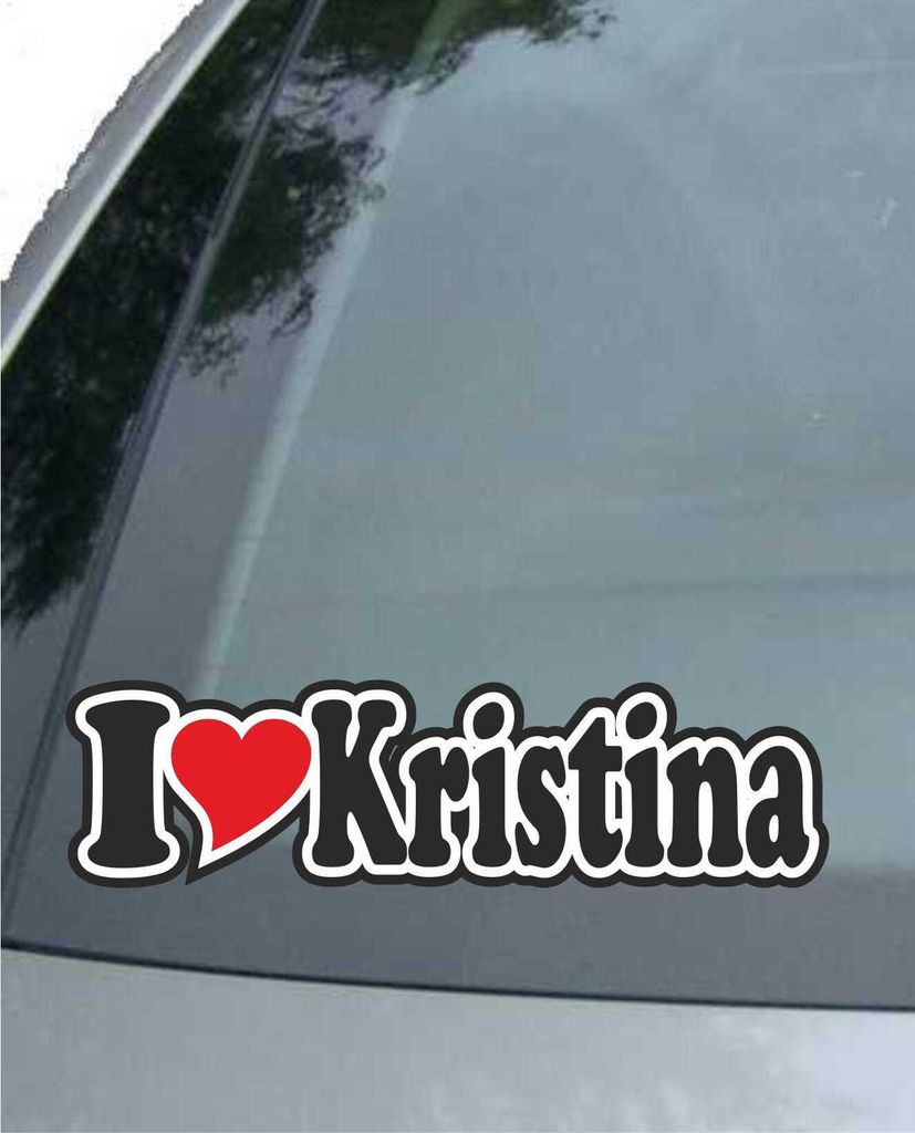 INDIGOS UG - Aufkleber / Autoaufkleber - I Love Heart - Ich liebe mit Herz 15 cm - I LOVE Kristina - Auto LKW Truck - Sticker mit Namen vom Mann Fr...