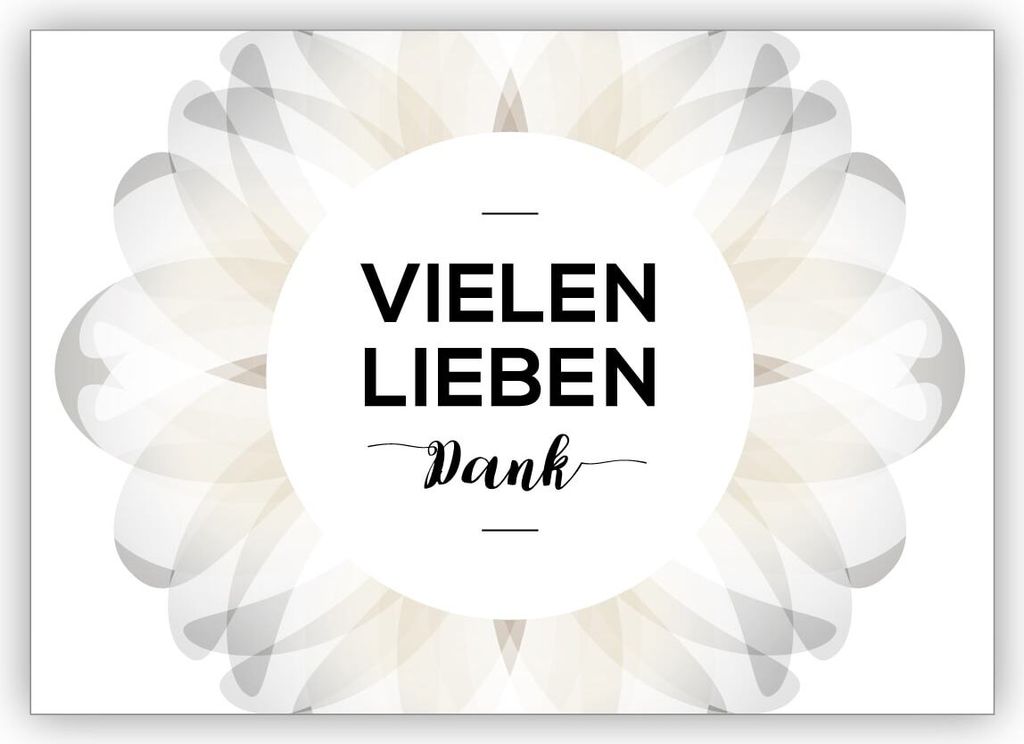 4x Schöne elegante Dankeskarte mit zarter Blüte: Vielen liebe Dank
