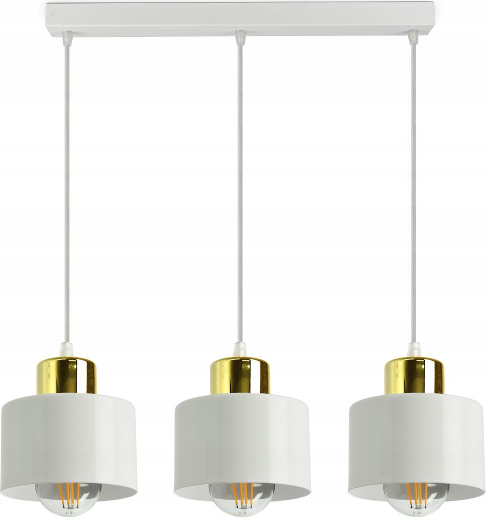 LUXOLAR Led Pendelleuchte 3 flammig - Deckenleuchte Weiß-Gold E27 60W - Hängelampe für Wohnzimmer, Küchen - Weiß Glas