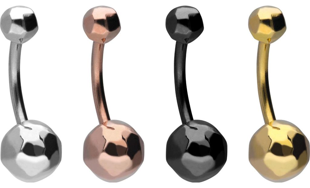 Bauchnabelpiercing Chirurgenstahl Bananabell POLYGON-KUGELN Silber Stablänge: 8mm