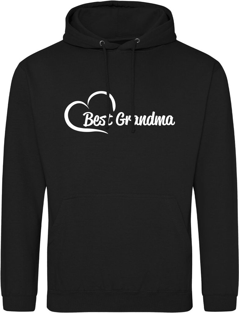 Huuraa Uni Hoodie Best Grandma Heart XXL Deep Black Vegan Sweatshirt Geschenkidee