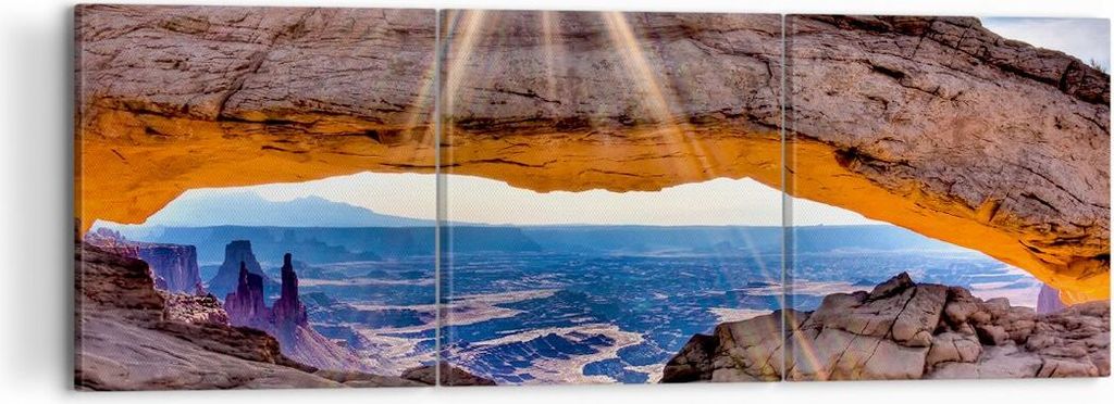 Bild auf Leinwand - Leinwandbild - Felsen Ansicht Landschaft - 120x40cm - Wand Bild - Wanddeko - Leinwanddruck - Bilder - Kunstdruck - Wanddekorati...