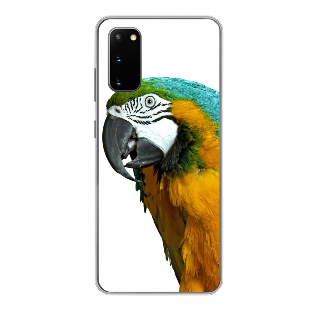 MuchoWow Handyhülle Schutzhülle Hülle für Samsung Galaxy S20 Papagei - Vogel - Federn - Porträt Silikon Softcase Handy Hülle - Bild