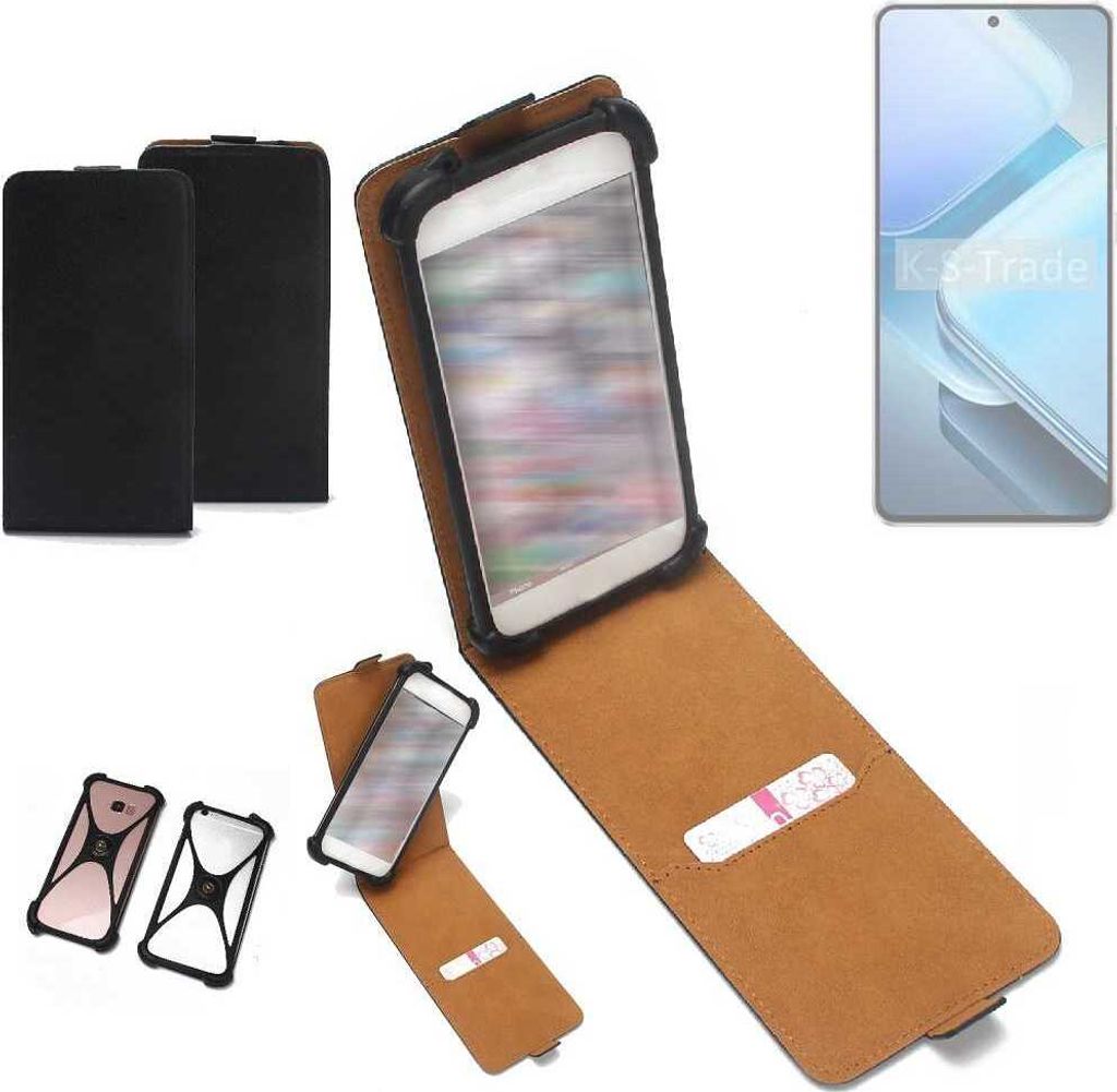 K-S-Trade Handyhülle Schutzhülle kompatibel mit Vivo iQOO Z9 Turbo Hülle Case Cover Flip Style Bumper schwarz 1x