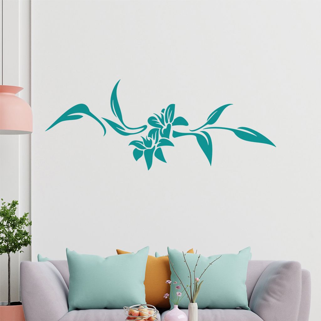 Blumen - Linien Wandtattoo in 6 Größen - Wandaufkleber Wall Sticker - Dekoration, Küche, Wohnzimmer, Schlafzimmer, Badezimmer