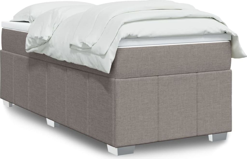 Schlichtes Boxspringbett mit Matratze - Taupe 90x200 cm Stoff Design Klassische Betten 6912018