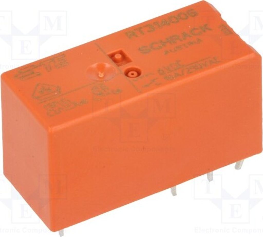 1x Relais: elektromagnetisch USpule : 6VDC 16A/250VAC Mini 9-1393239-3 Elektroma