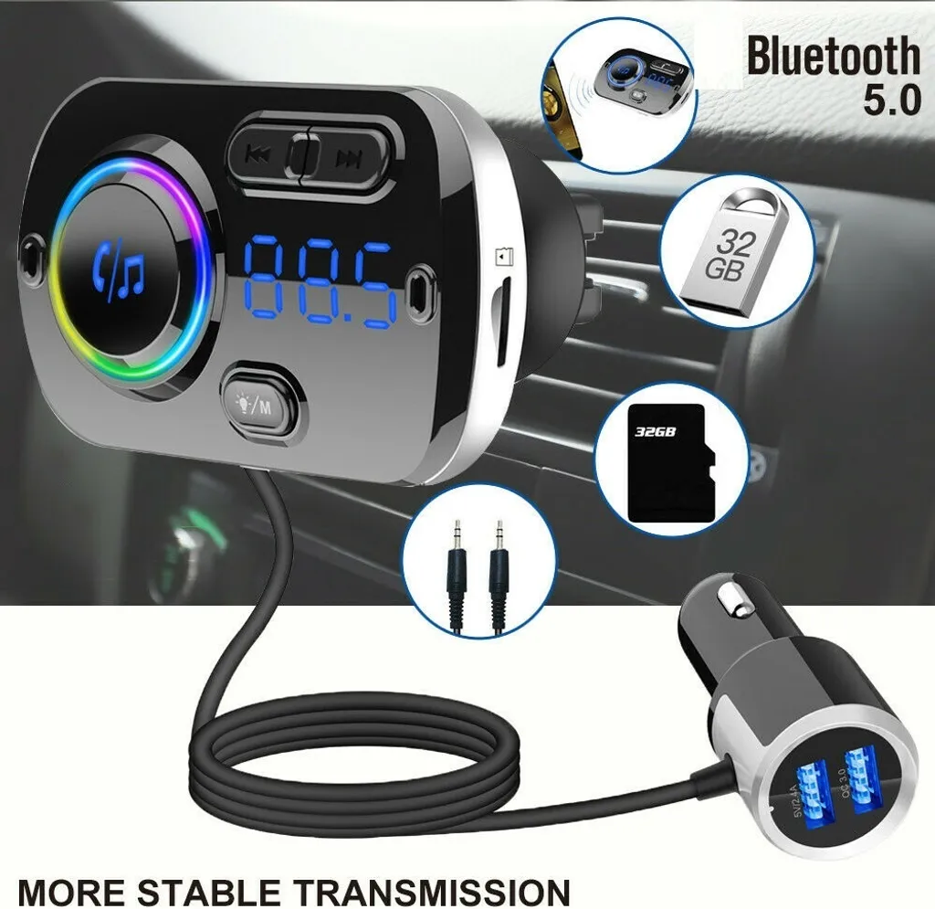 Trasmettitore FM Auto Bluetooth con Lettore MP3 e USB Fast Charge